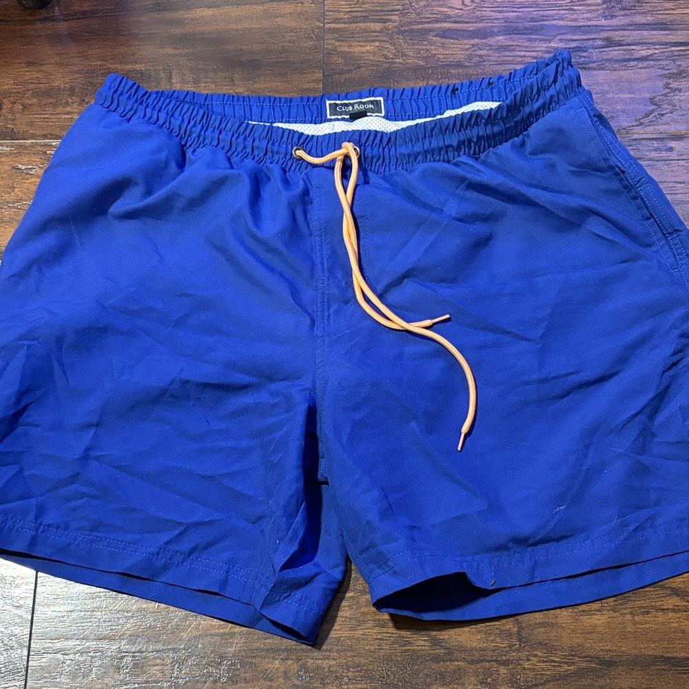 Club Room Blue Men's Swim Trunks with Orange Drawstring size XL